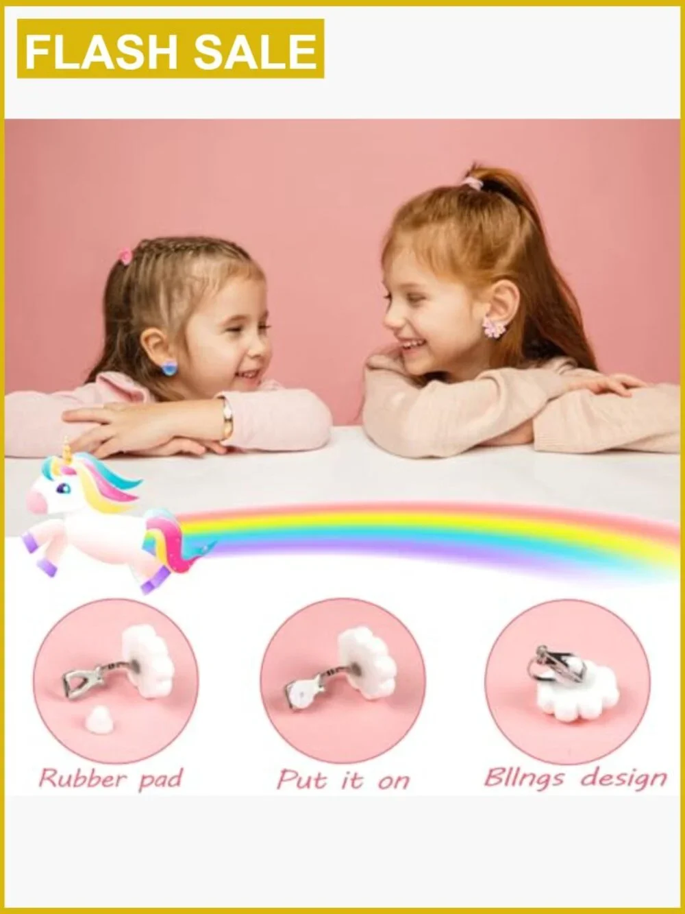 Clip On Earrings for Little Girls Set of 10 Hypoallergenic No Piercing